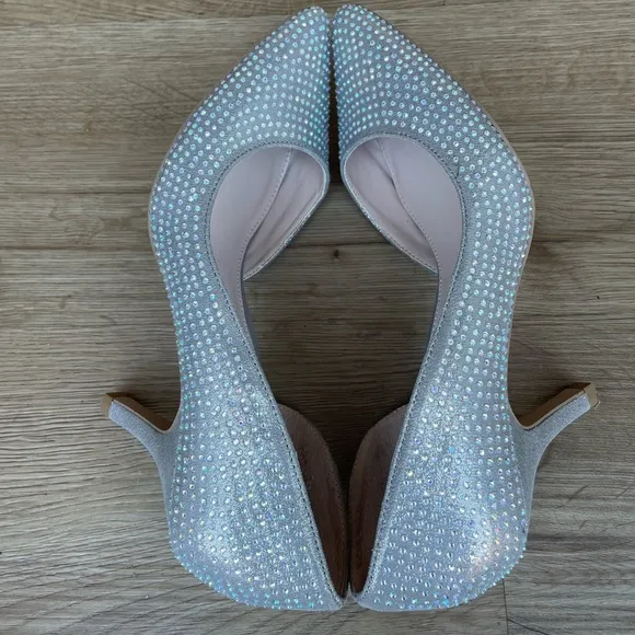 Kurt Geiger Carvela Bejeweled Silver Cut-Out Heel