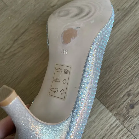 Kurt Geiger Carvela Bejeweled Silver Cut-Out Heel