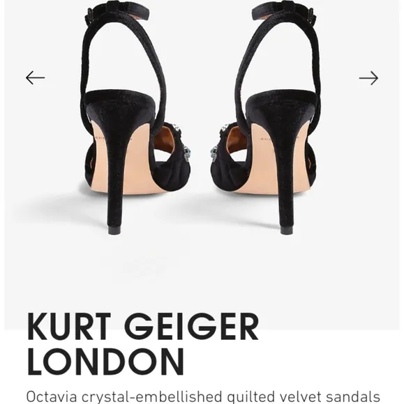 KURT GEIGER LONDON Optavia Rainbow Color Crystal High Heel Sandals Black Velvet