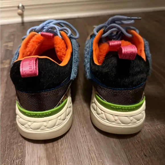 Kurt Geiger Tan and Blue Sneakers with Eclectic Design