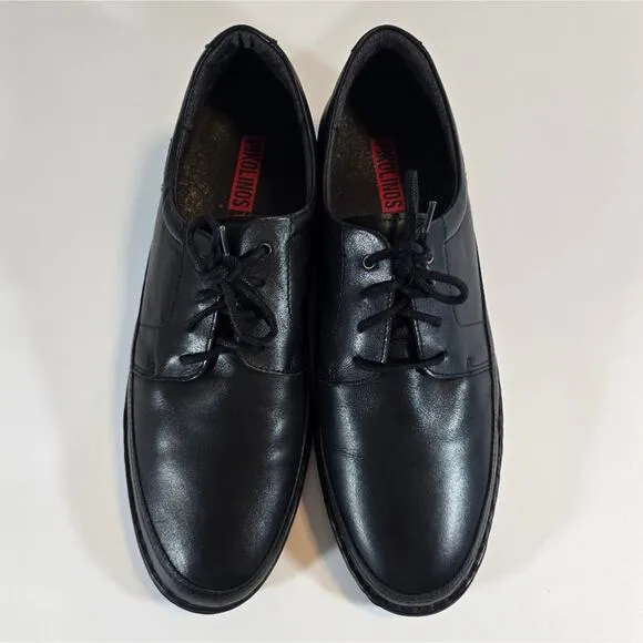 L Pikolinos Bermeo Black Leather Dress Shoes Sz 45 11 11.5 M0M-4255 Lace Up Mens