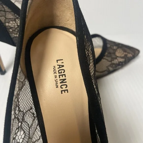 L’AGENCE Simone Lace Pump Black Size 39 Heels Classic Office Party Date Wedding