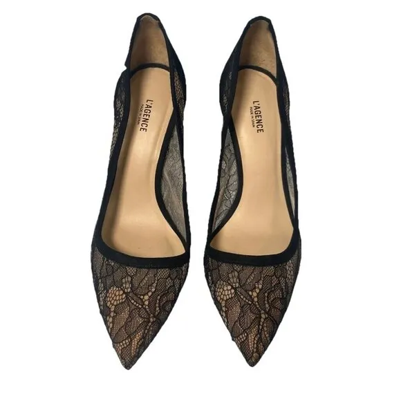 L’AGENCE Simone Lace Pump Black Size 39 Heels Classic Office Party Date Wedding