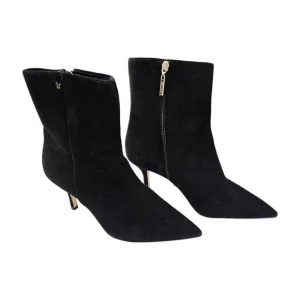 Larroude Mini Kate Suede Heel Boot Size 8.5 Ankle Zip Bootie Black