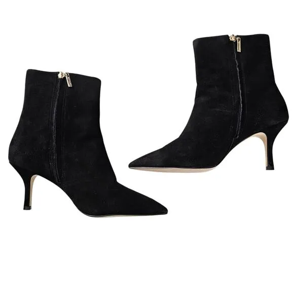Larroude Mini Kate Suede Heel Boot Size 8.5 Ankle Zip Bootie Black