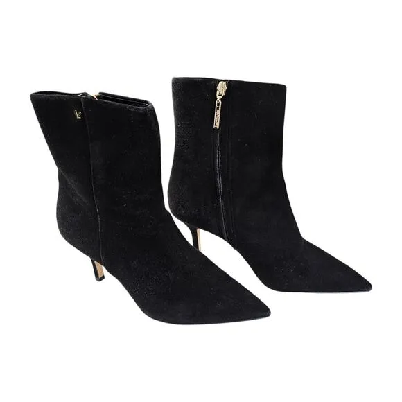 Larroude Mini Kate Suede Heel Boot Size 8.5 Ankle Zip Bootie Black