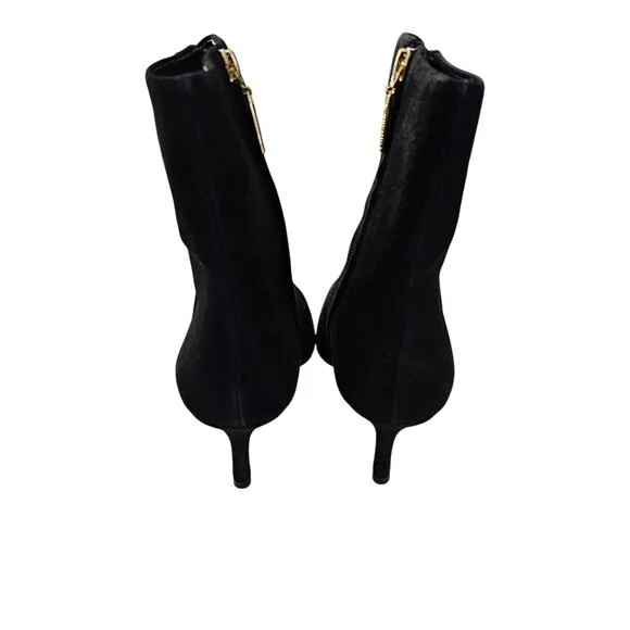 Larroude Mini Kate Suede Heel Boot Size 8.5 Ankle Zip Bootie Black