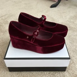Larroude Velvet Mary Jane Platform Shoes
