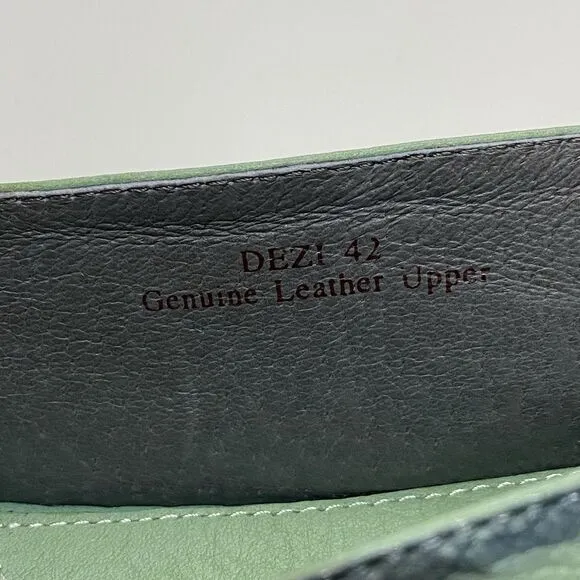 L'Artiste Dezi Green Leather Flats Slip-On Shoes Women’s EU 42 US 10.5-11 Flower