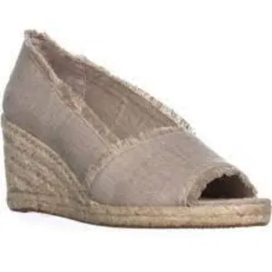Lauren Ralph Lauren Carmondy Linen Espadrille Peep Toe Wedge Shoes Size 11 NEW