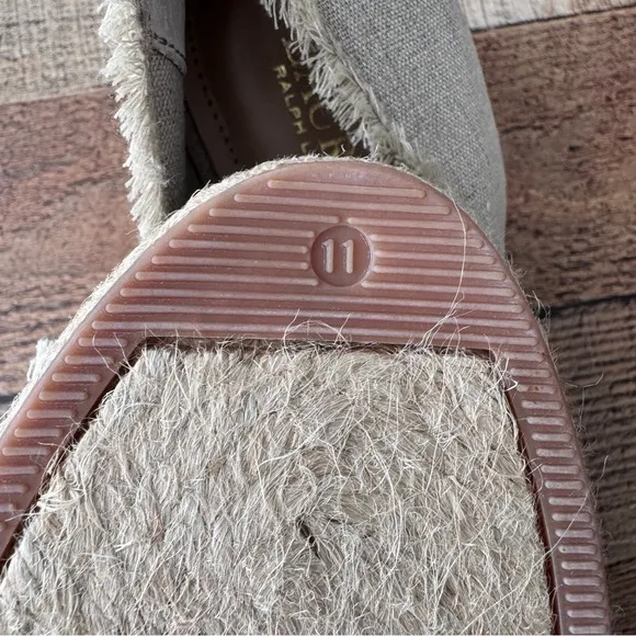 Lauren Ralph Lauren Carmondy Linen Espadrille Peep Toe Wedge Shoes Size 11 NEW
