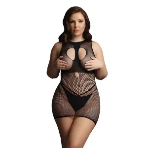 Le Desir Black Duo Net Open Cup Plus Size Mini Dress Uk 14 to 20