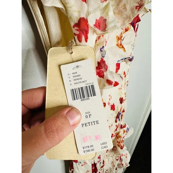 LET ME BE White Pink Floral Sleeveless Ruffle Maxi Dress NWT Size 0P Petite