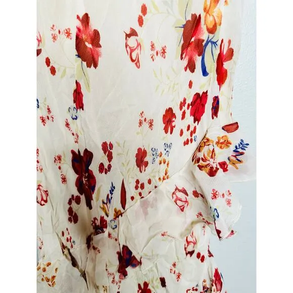 LET ME BE White Pink Floral Sleeveless Ruffle Maxi Dress NWT Size 0P Petite