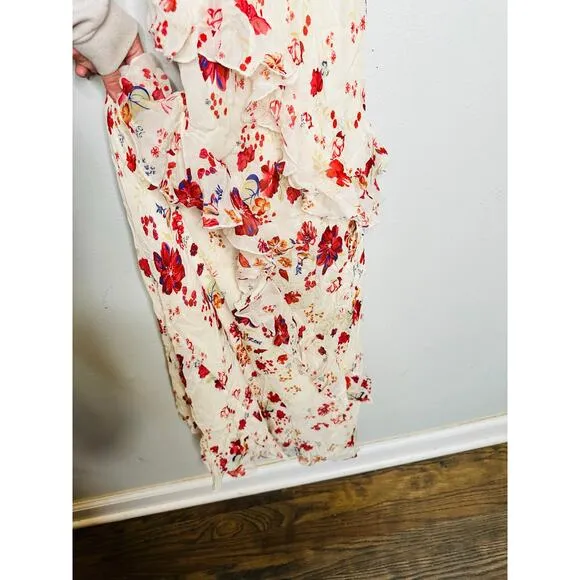 LET ME BE White Pink Floral Sleeveless Ruffle Maxi Dress NWT Size 0P Petite