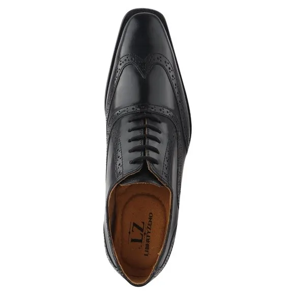 LIBERTYZENO Mens Black Leather Oxford Style Dress Shoes