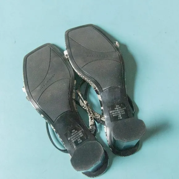 LIKE NEW Marc Fisher Aliana Snakeskin Leather Strappy High Heel Sandals Sz 7.5