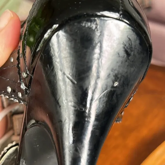 Linea Paolo Black &amp; White Mary Jane Retro style lace up open toe heels Size 8M