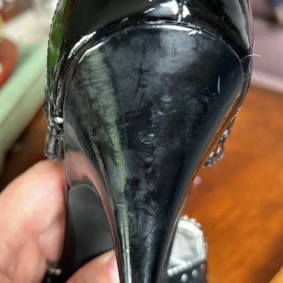 Linea Paolo Black &amp; White Mary Jane Retro style lace up open toe heels Size 8M