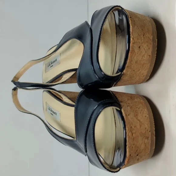 L.K. Bennett Adelia swingback cork wedge platform shoes women size 9.5 EU 40