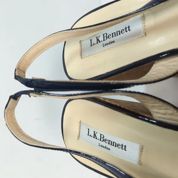 L.K. Bennett Adelia swingback cork wedge platform shoes women size 9.5 EU 40