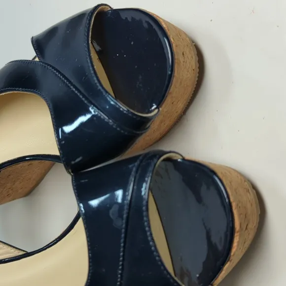 L.K. Bennett Adelia swingback cork wedge platform shoes women size 9.5 EU 40