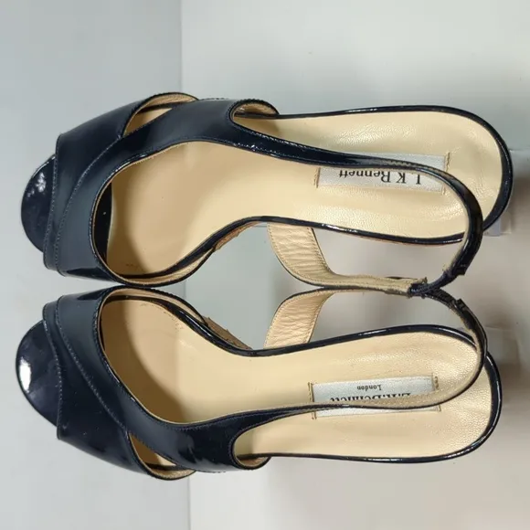L.K. Bennett Adelia swingback cork wedge platform shoes women size 9.5 EU 40