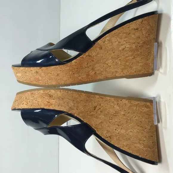 L.K. Bennett Adelia swingback cork wedge platform shoes women size 9.5 EU 40