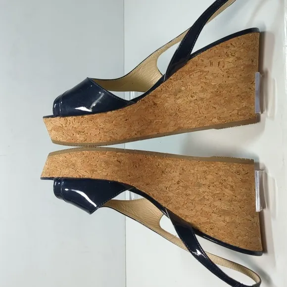 L.K. Bennett Adelia swingback cork wedge platform shoes women size 9.5 EU 40