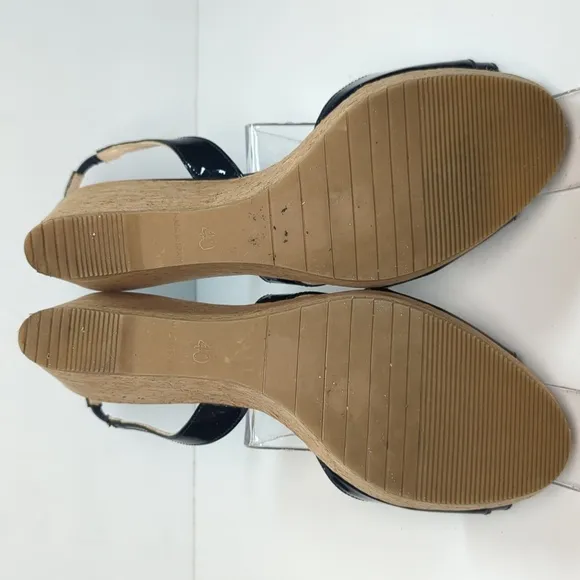 L.K. Bennett Adelia swingback cork wedge platform shoes women size 9.5 EU 40