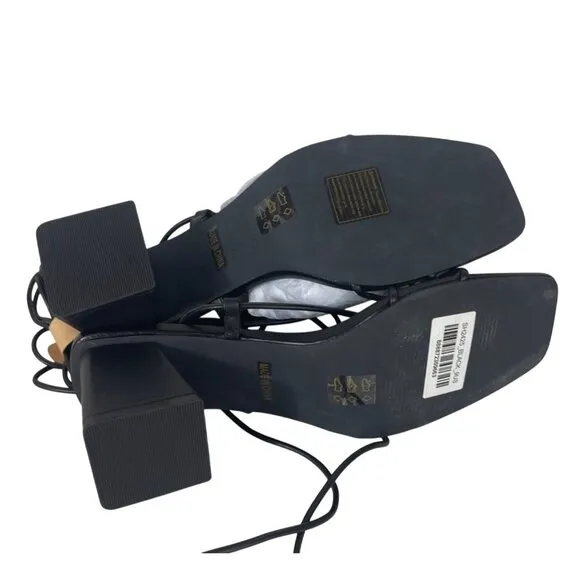 London Rag Womens Black Spruce Dessert Sandals Size 9 Black Strappy Square Toe