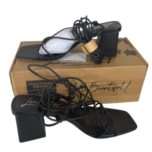 London Rag Womens Black Spruce Dessert Sandals Size 9 Black Strappy Square Toe