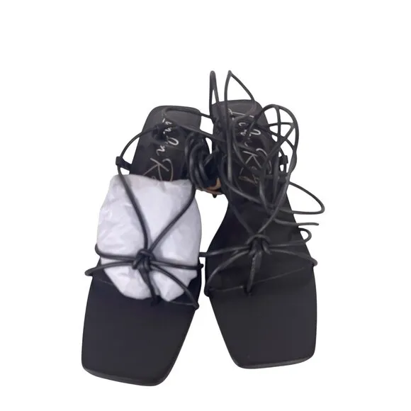 London Rag Womens Black Spruce Dessert Sandals Size 9 Black Strappy Square Toe