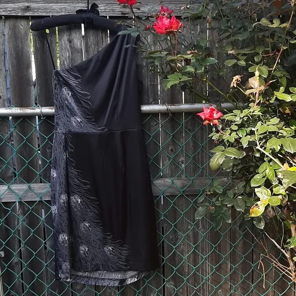 London Times One Shoulder Satin Cocktail Dress Size 12