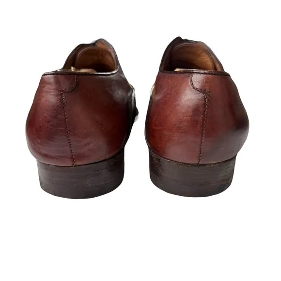 Lorenzo Banfi Men’s Maroon Leather Black Lace Up Oxford Dress Shoes Size 10 M