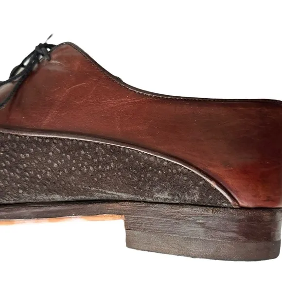 Lorenzo Banfi Men’s Maroon Leather Black Lace Up Oxford Dress Shoes Size 10 M