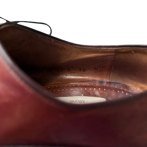 Lorenzo Banfi Men’s Maroon Leather Black Lace Up Oxford Dress Shoes Size 10 M