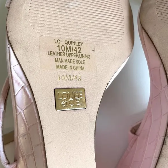 Louise et Cie Quinley Blush Pink Croc Leather Slingback Wedge Heels size 10
