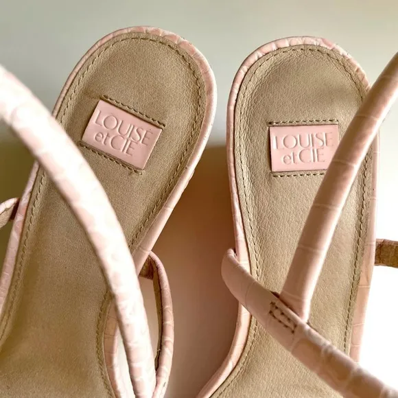 Louise et Cie Quinley Blush Pink Croc Leather Slingback Wedge Heels size 10
