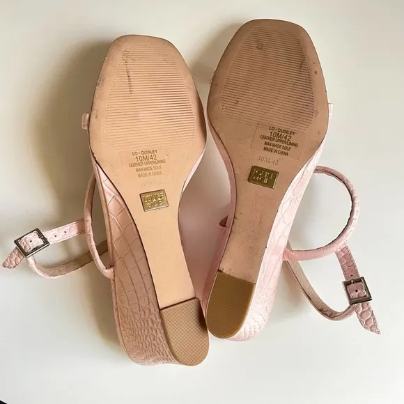 Louise et Cie Quinley Blush Pink Croc Leather Slingback Wedge Heels size 10