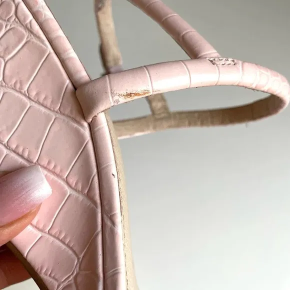 Louise et Cie Quinley Blush Pink Croc Leather Slingback Wedge Heels size 10