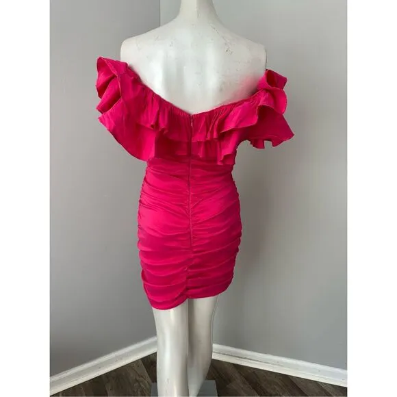 Lovers And Friends Ruffle Off The Shoulder Nikolina Ruched Dress Small $168