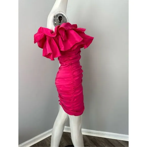 Lovers And Friends Ruffle Off The Shoulder Nikolina Ruched Dress Small $168