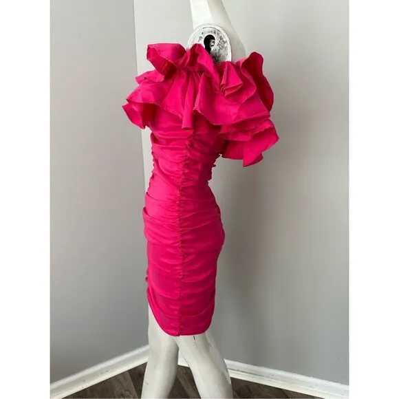 Lovers And Friends Ruffle Off The Shoulder Nikolina Ruched Dress Small $168