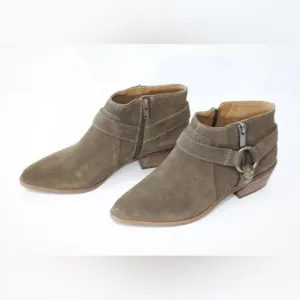 Lucky Brand Booties Ankle Boots Enitha Western Shoes Suede Size 8M 38.5