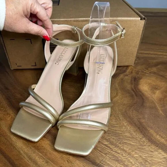 LULLASONG Ankle Strappy Heeled Sandals, Size 7