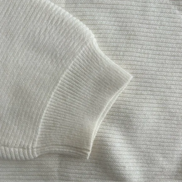 Luxury Soft Hooded Sweater Gold Quarter Button Hoodie Cream Off White Size XL