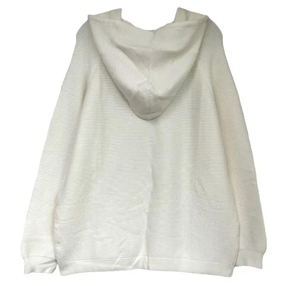 Luxury Soft Hooded Sweater Gold Quarter Button Hoodie Cream Off White Size XL