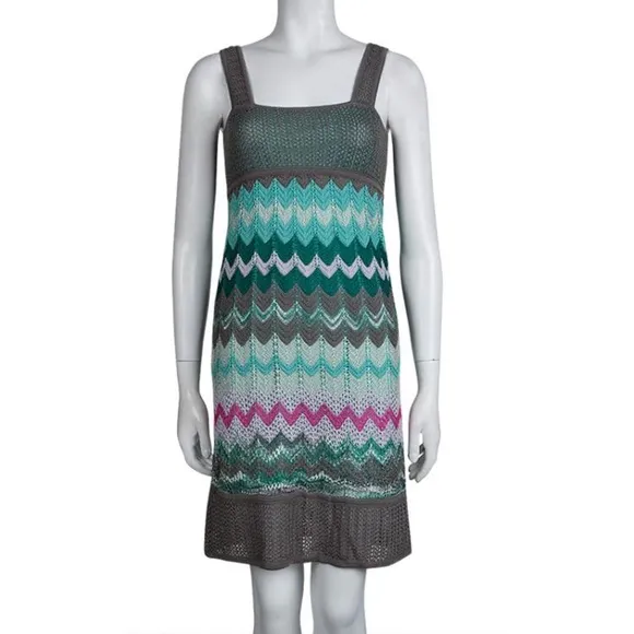 M by Missoni Multi Color Chevron Striped Stretch Knit Dress Women's Euro 36 US 0