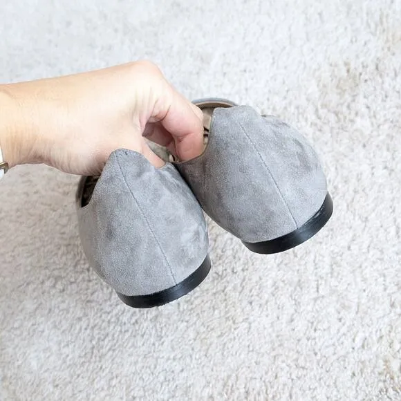 M. Gemi The Stellato Gray Suede Pony Flats Loafers Pointed Toe Shoes, size 40.5